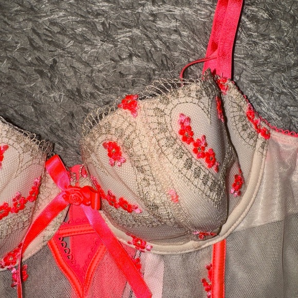 Embroidered Hearts Vs Dream Angels Heart Embroidery Corset Top Bra! - Picture 6 of 9